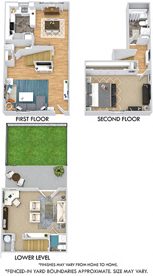 Floor plan for 1 bed, 1.5 baths, 1266 sqft